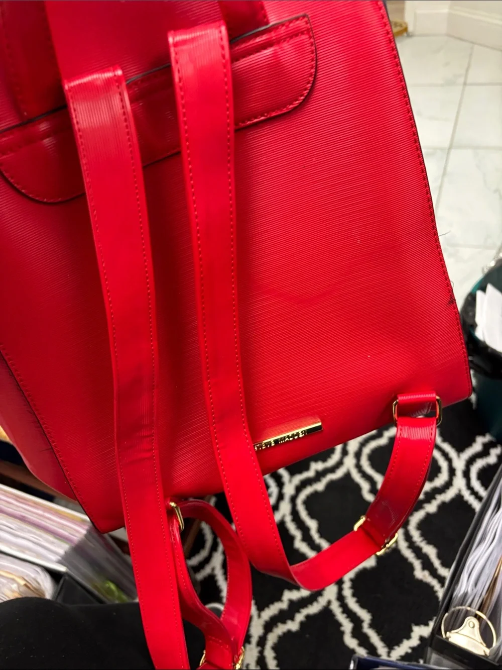 Steve Madden Red Logo back pack/laptop Tote - Pristine, no call out - NWT#020